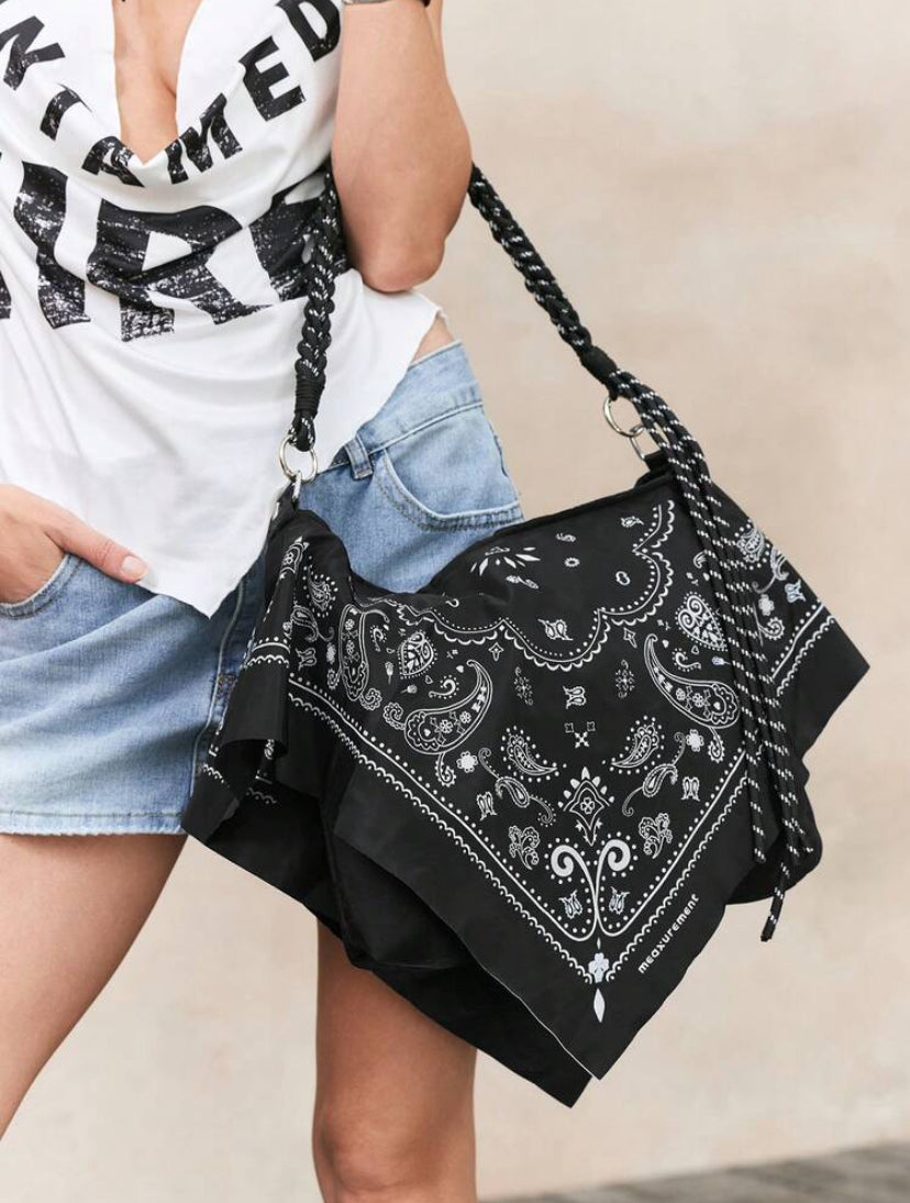 Scarf Decor Hobo Bag