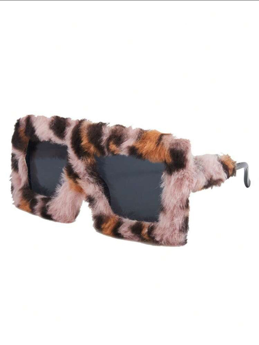 Furry Square Frame Glasses