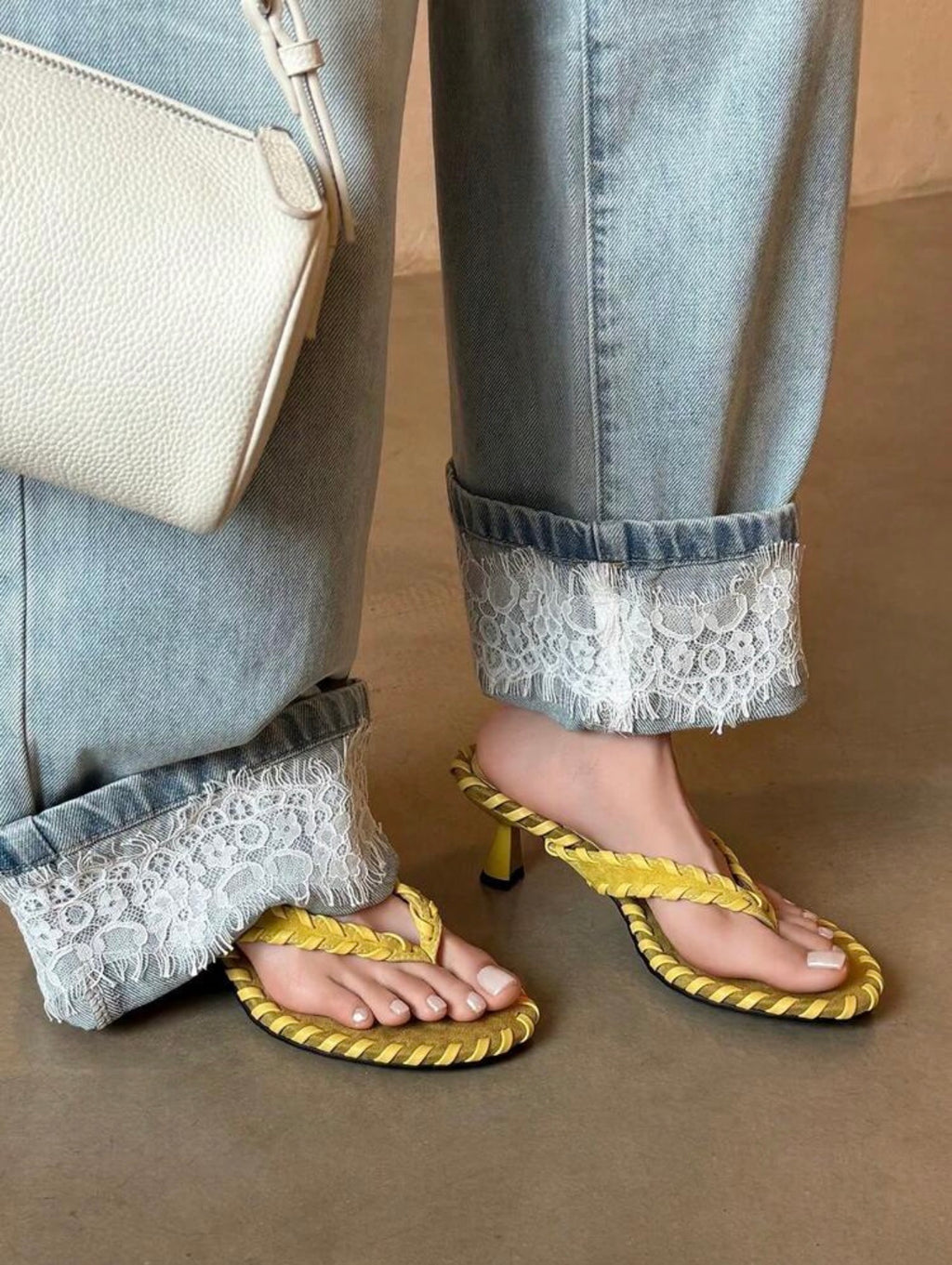 Yellow Thong  Heel