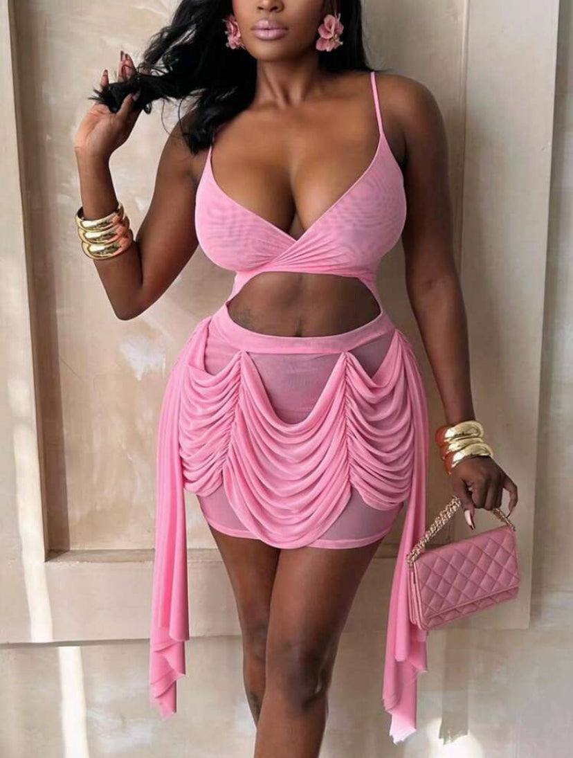 Draped see through Dress