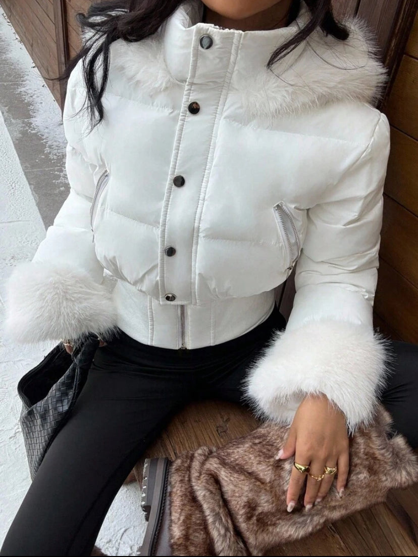 Cinched Waist Padded Coat