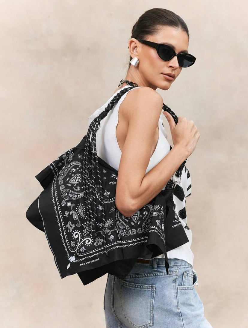 Scarf Decor Hobo Bag
