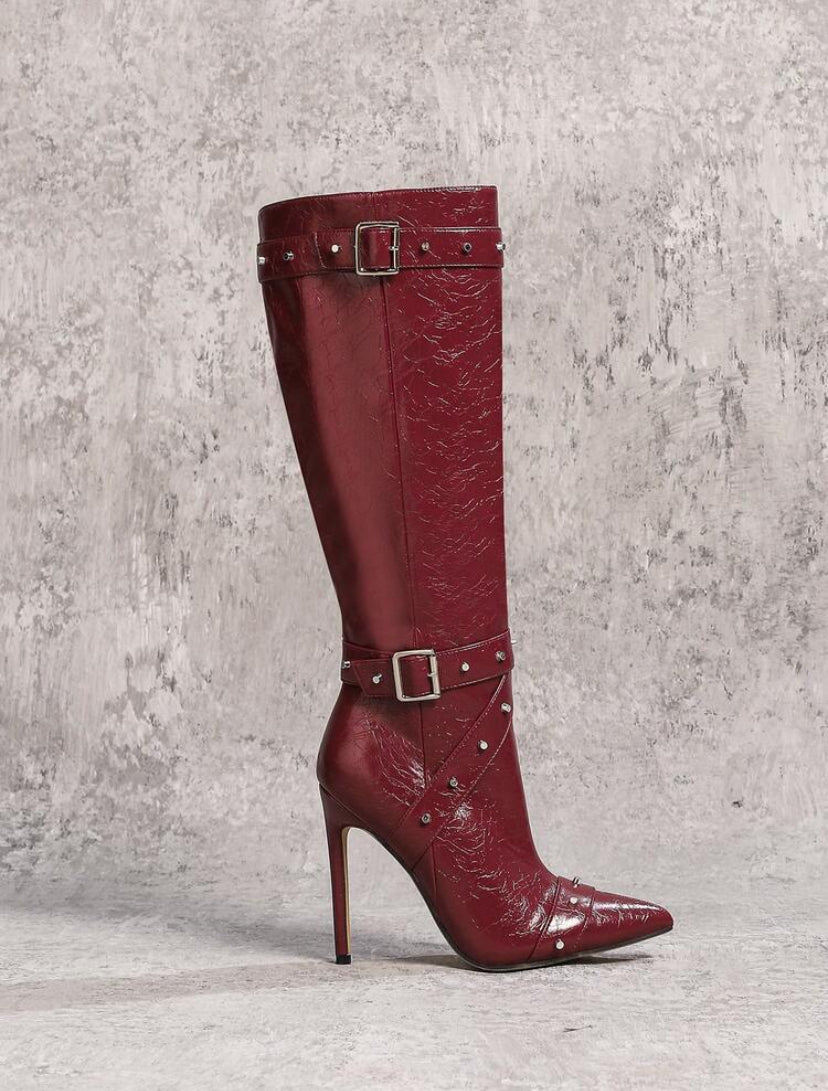 12cm Leather Strap Boots